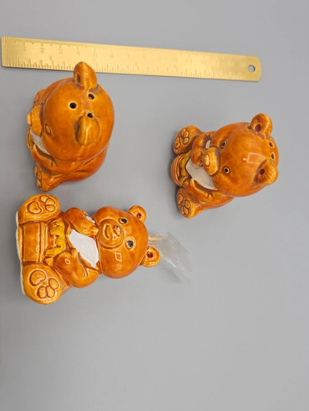 Vintage Ceramic Bear Honey Pot Set from Japan